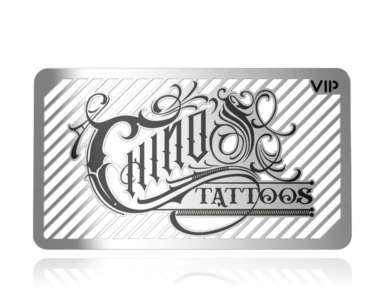 Tattoo VIP Silver Business Card Tattoo VIP Silver Business Card