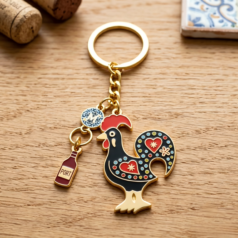 Portuguese Rooster and Port Wine Soft Enamel Keychain Portuguese Rooster and Port Wine Soft Enamel Keychain