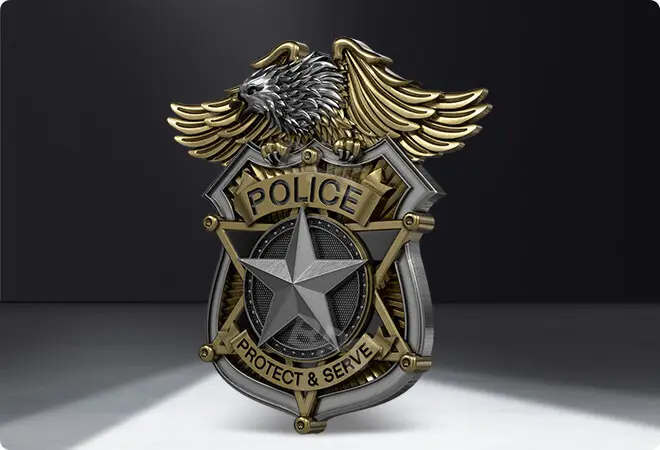 One Side 3D Police Coins One Side 3D Police Coins