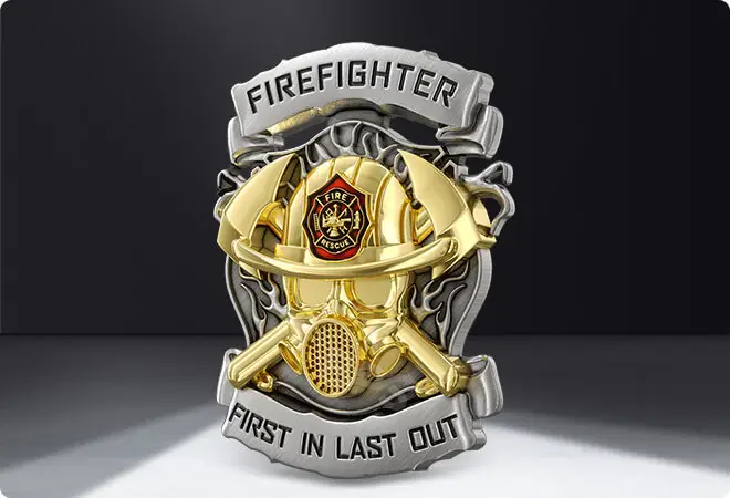 One Side 3D Firefighter Coins One Side 3D Firefighter Coins
