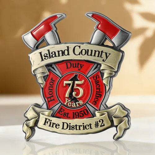 One Side 3D Firefighter Coins