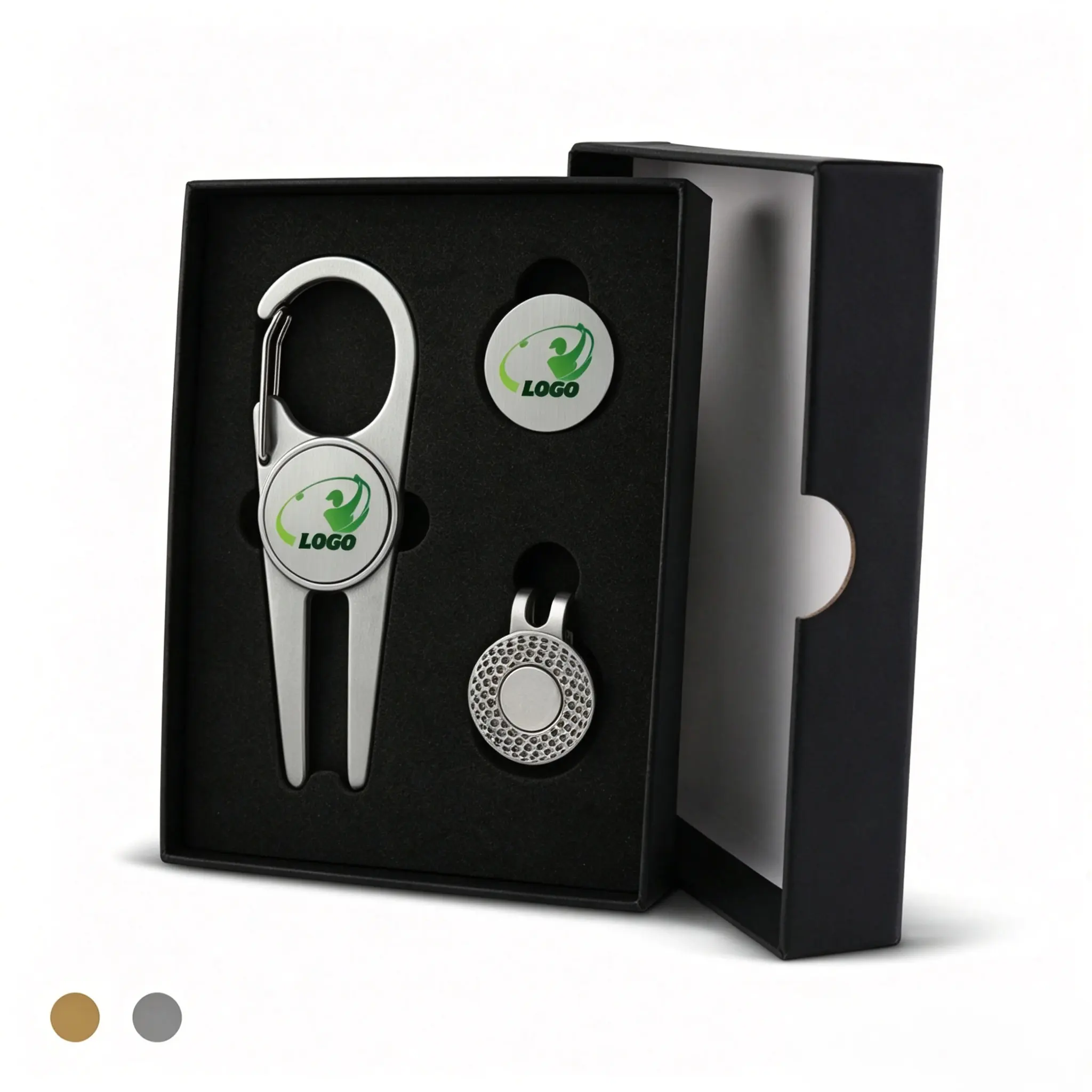 Luxury Golf Hat Clip Set with Divot Tool & Ball Marker