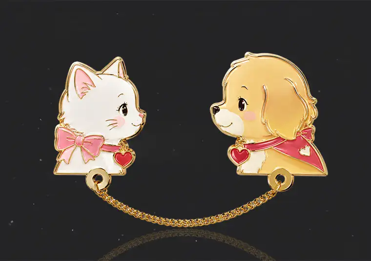 Couples Soft Enamel Pins With Hanging Chains Couples Soft Enamel Pins With Hanging Chains