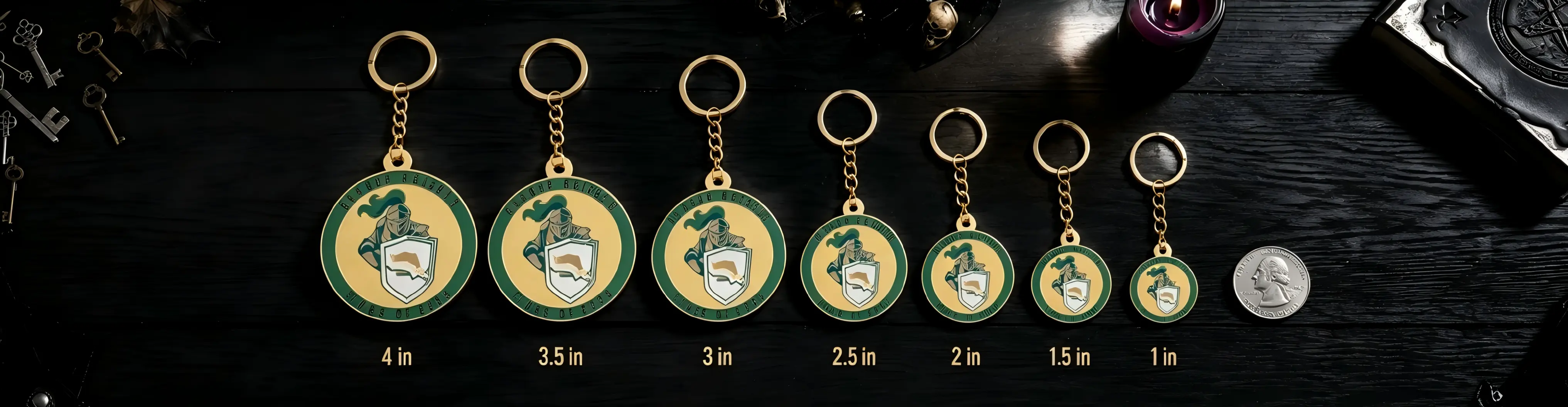 Custom Metal Enamel Keychains Size Comparison