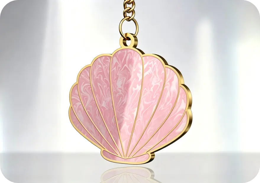 Pearlescent enamel keychain