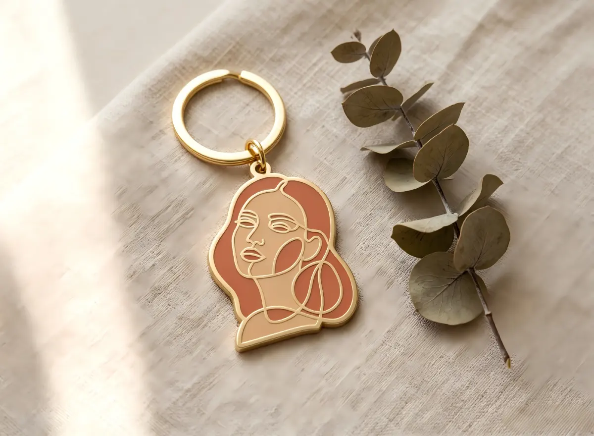 Line-Art Hard Enamel Keychain