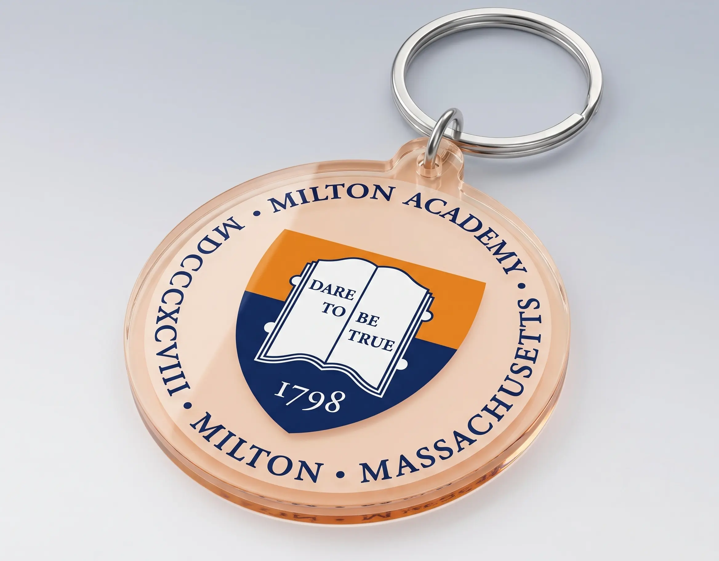 custom orange acrylic keychains for education school logo acrylic keychains