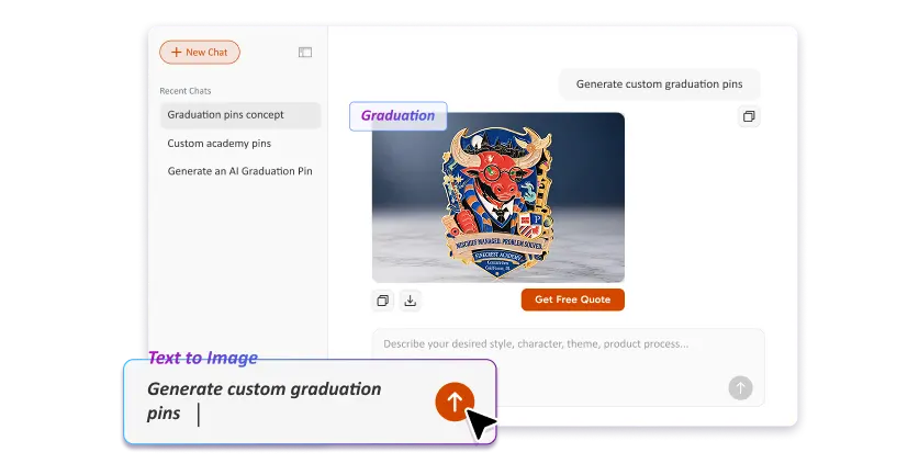 Free Text to Image Art AI Graduation Pins Generator
