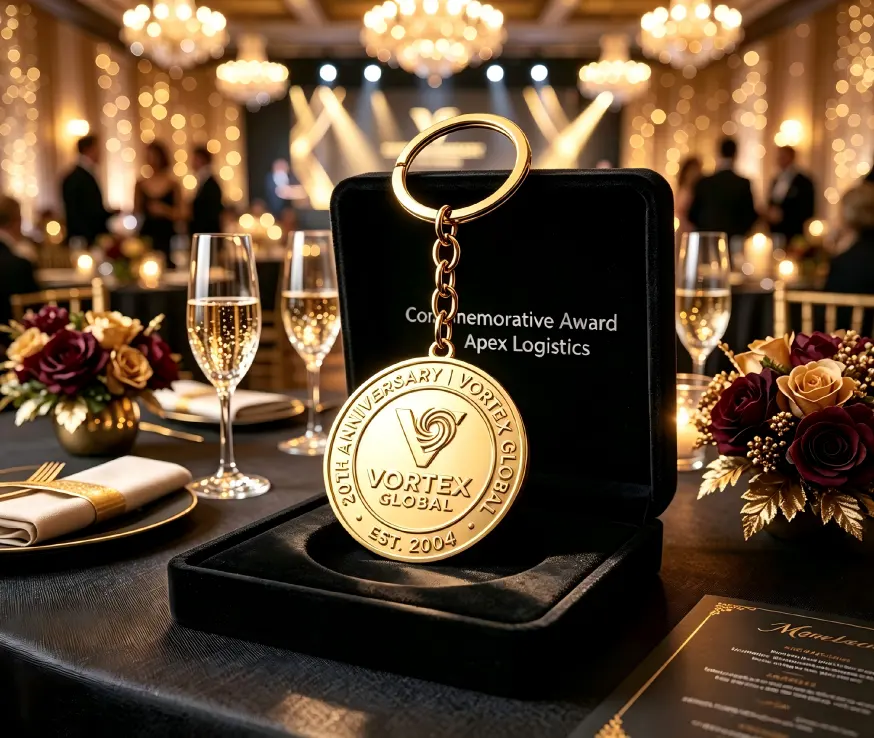 Luxury gold anniversary medal keychain in velvet gift box available with custom logo keychains no minimum order flexibity Luxury gold anniversary medal keychain in velvet gift box available with custom logo keychains no minimum order flexibity