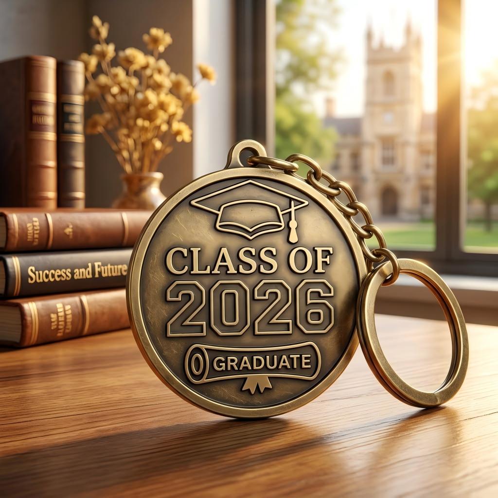 Brass Class of 2026 Graduation Keychain