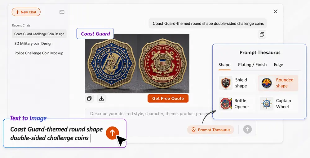 Free Text to Image Art AI Custom USCG logo coin Generator Free Text to Image Art AI Custom USCG logo coin Generator