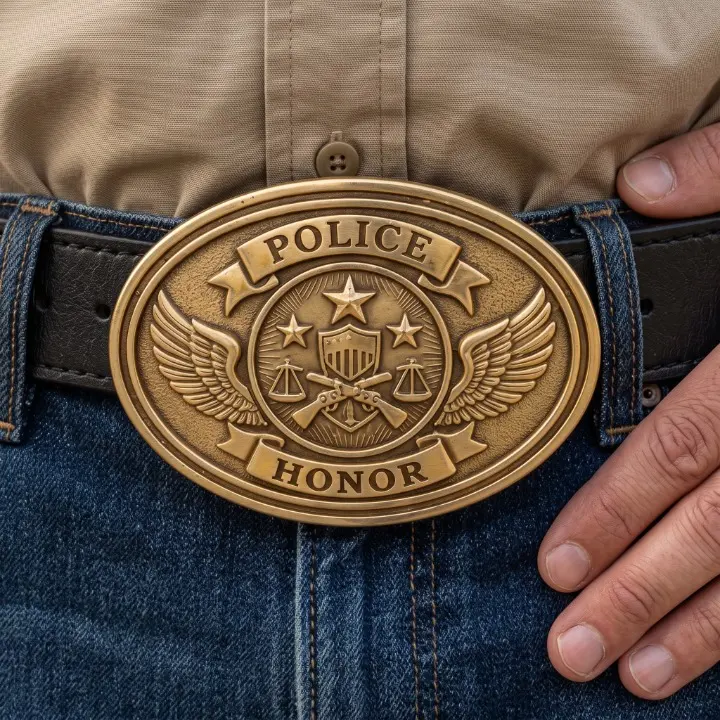 Police Brass Belt Buckle