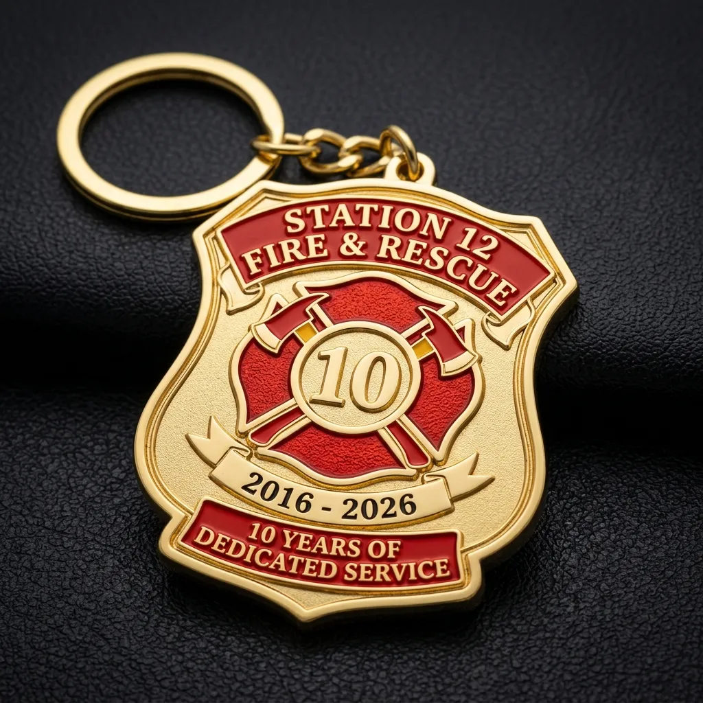 Station 12 Fire and Rescue 10 Years Service Anniversary Keychain Station 12 Fire and Rescue 10 Years Service Anniversary Keychain