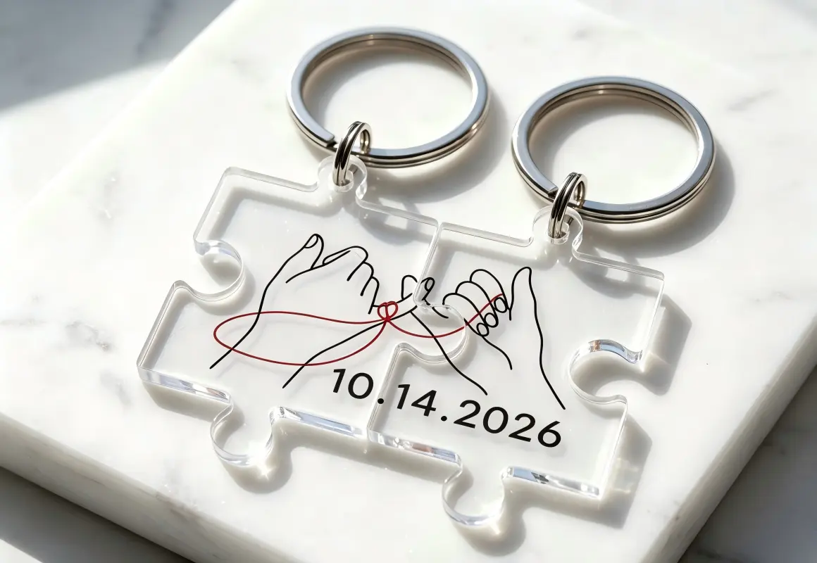 Custom Acrylic Couple Puzzle Anniversary Keychain