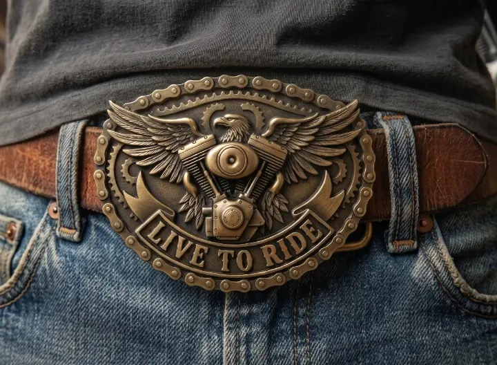 Brass Motorcycle Belt Buckle