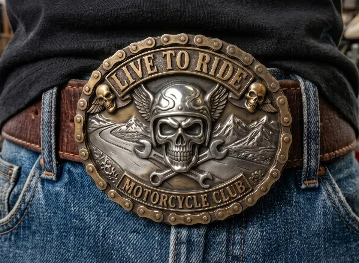 Skull Motorcycle Belt Buckle