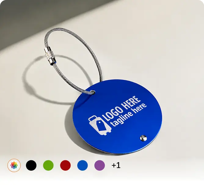 Round Aluminum Luggage Tag with Hanging Loop Round Aluminum Luggage Tag with Hanging Loop