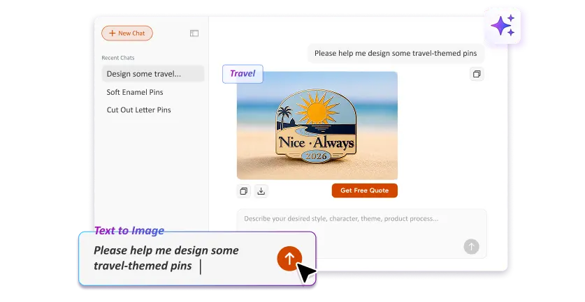 Free Text to Image Art AI Lapel Pin Generator