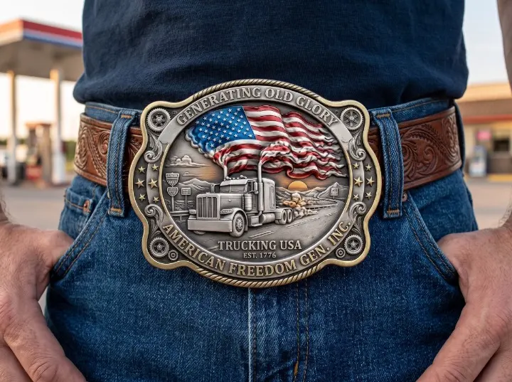 Patriotic Flag Truck Belt Buckle Patriotic Flag Truck Belt Buckle