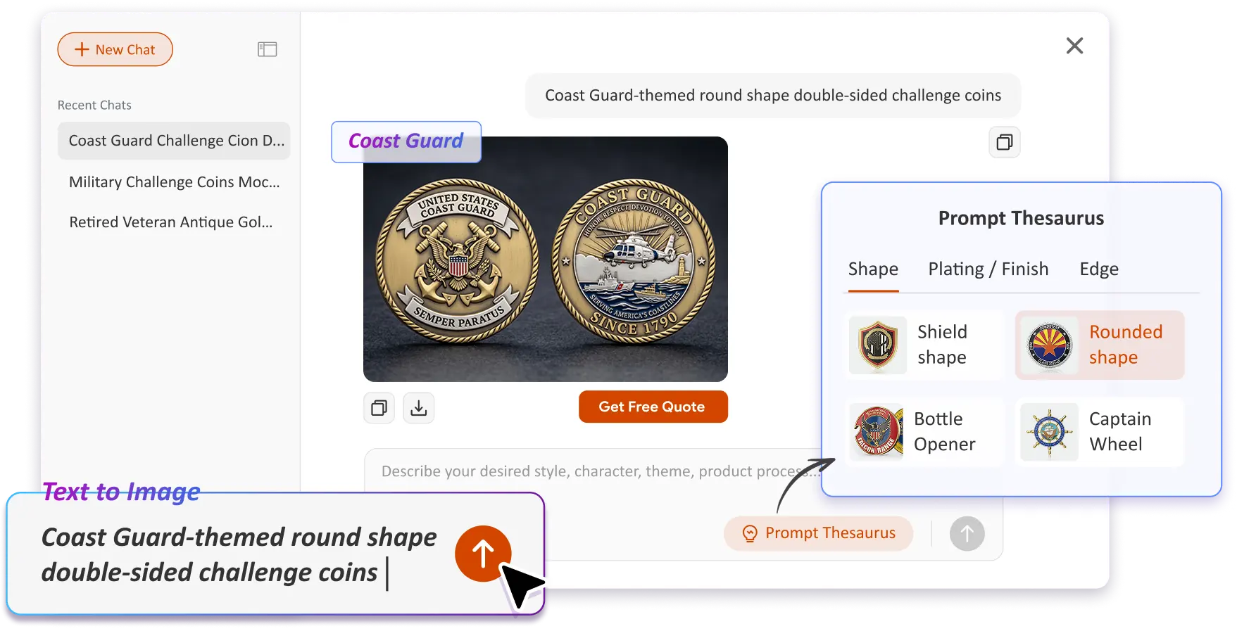 Free Text to Image Art AI Custom USCG logo coin Generator Free Text to Image Art AI Custom USCG logo coin Generator