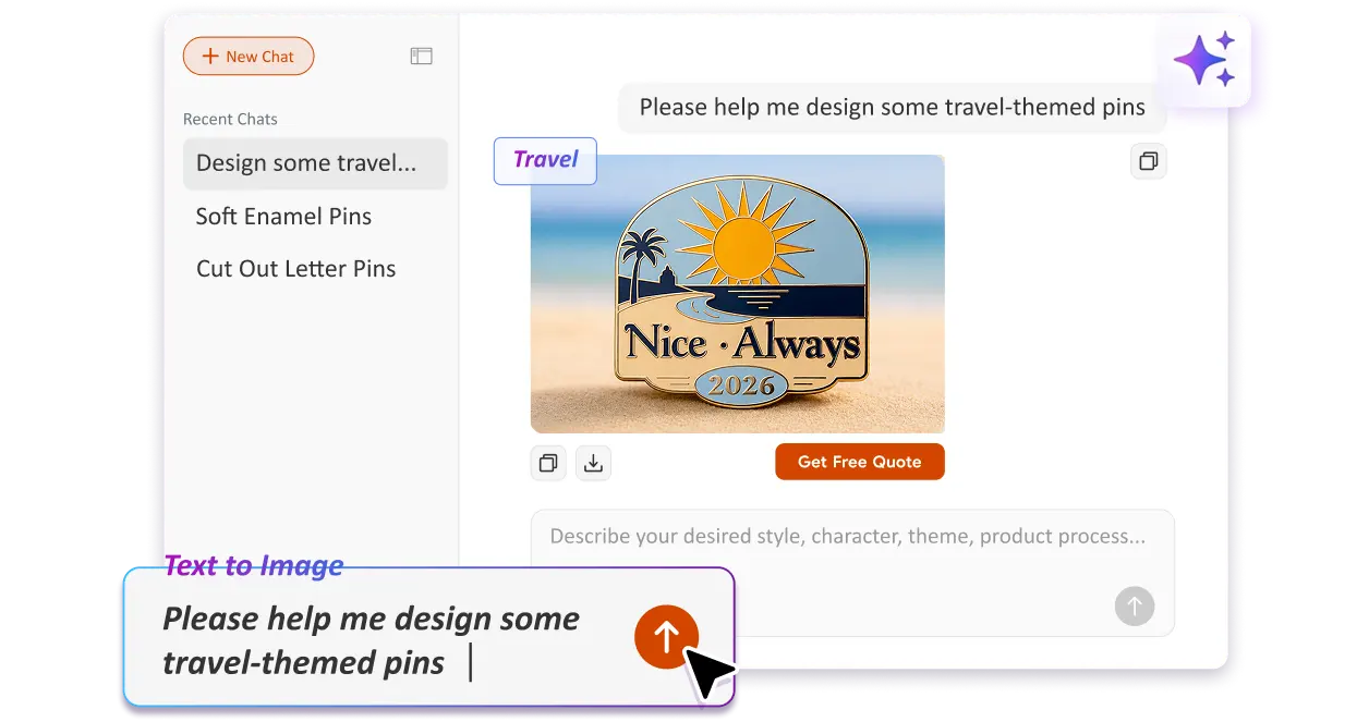 Free Text to Image Art AI Lapel Pin Generator