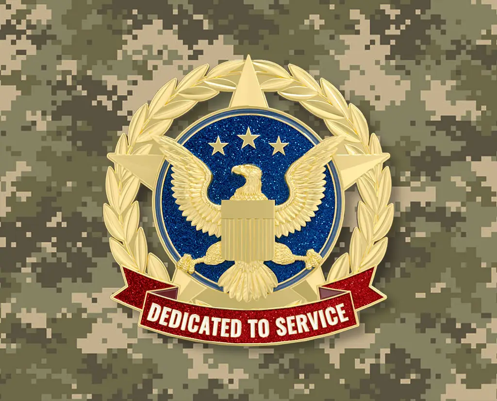 Glitter Military Pin with Sparkling Effect Under Light