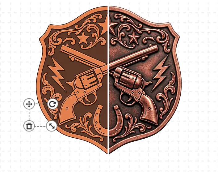 Revolver Cowboy Belt Buckle Template