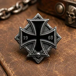 Iron Cross Biker Pin With an Antique Metal Finish Iron Cross Biker Pin With an Antique Metal Finish