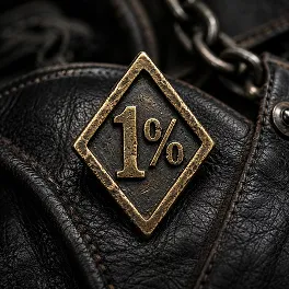 1%er Biker Pin With a Diamond-Shaped Metal Design 1%er Biker Pin With a Diamond-Shaped Metal Design