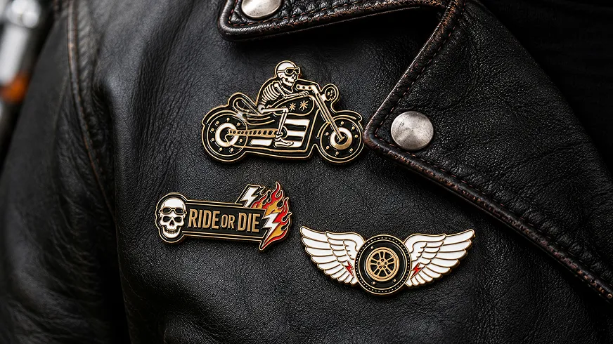 Custom biker pins for motorcycle clubs and riders