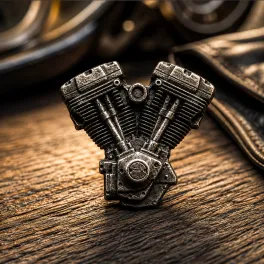 V-Twin Engine Biker Pin With a Mechanical Motorcycle Design V-Twin Engine Biker Pin With a Mechanical Motorcycle Design