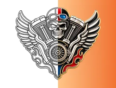 Custom Biker Pin Design Shown From 2D Artwork to a Realistic 3D Rendering Custom Biker Pin Design Shown From 2D Artwork to a Realistic 3D Rendering