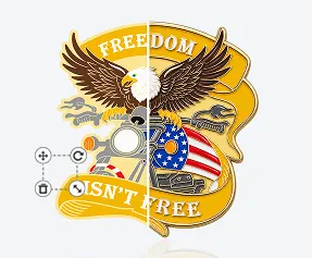 Freedom Eagle Biker Pin Template With American Flag and Motorcycle Freedom Eagle Biker Pin Template With American Flag and Motorcycle