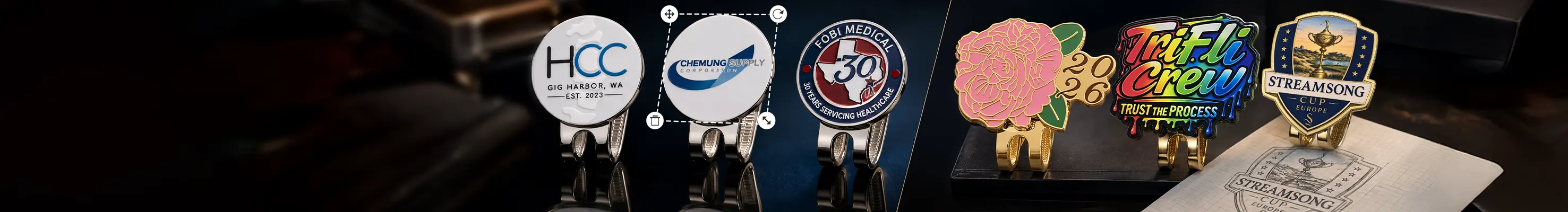 Ready-for-Logo & Fully Custom Hat Clip Ball Markers Ready-for-Logo & Fully Custom Hat Clip Ball Markers