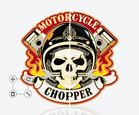 Skull Chopper Biker Pin Template With Flames and Piston Details Skull Chopper Biker Pin Template With Flames and Piston Details