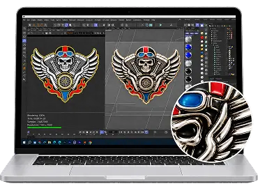 Custom Biker Pin 2D Proof Preview for Reviewing Artwork and Design Details Custom Biker Pin 2D Proof Preview for Reviewing Artwork and Design Details