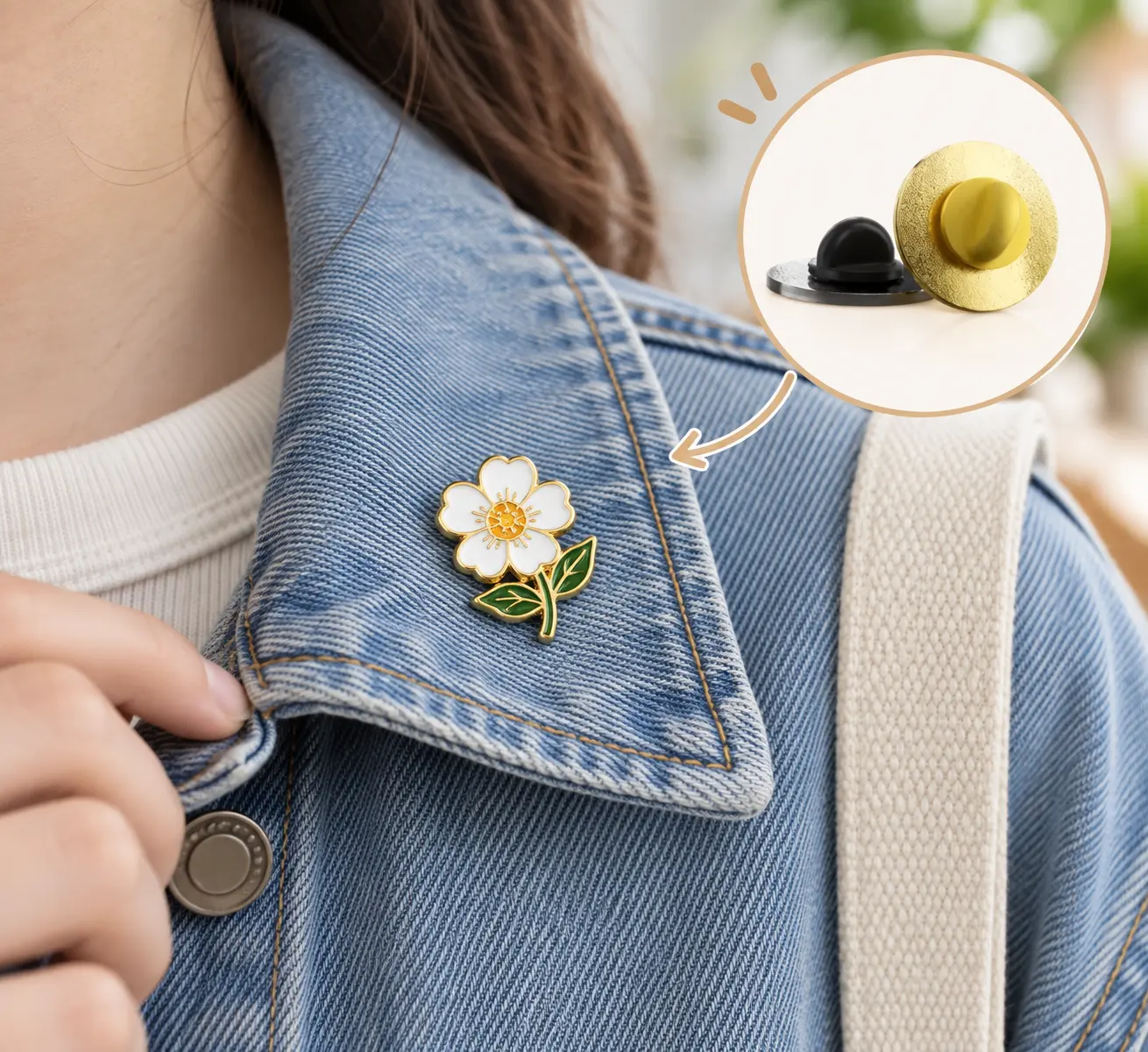 Flower Enamel Pin With Soft Rubber Pin Back Flower Enamel Pin With Soft Rubber Pin Back