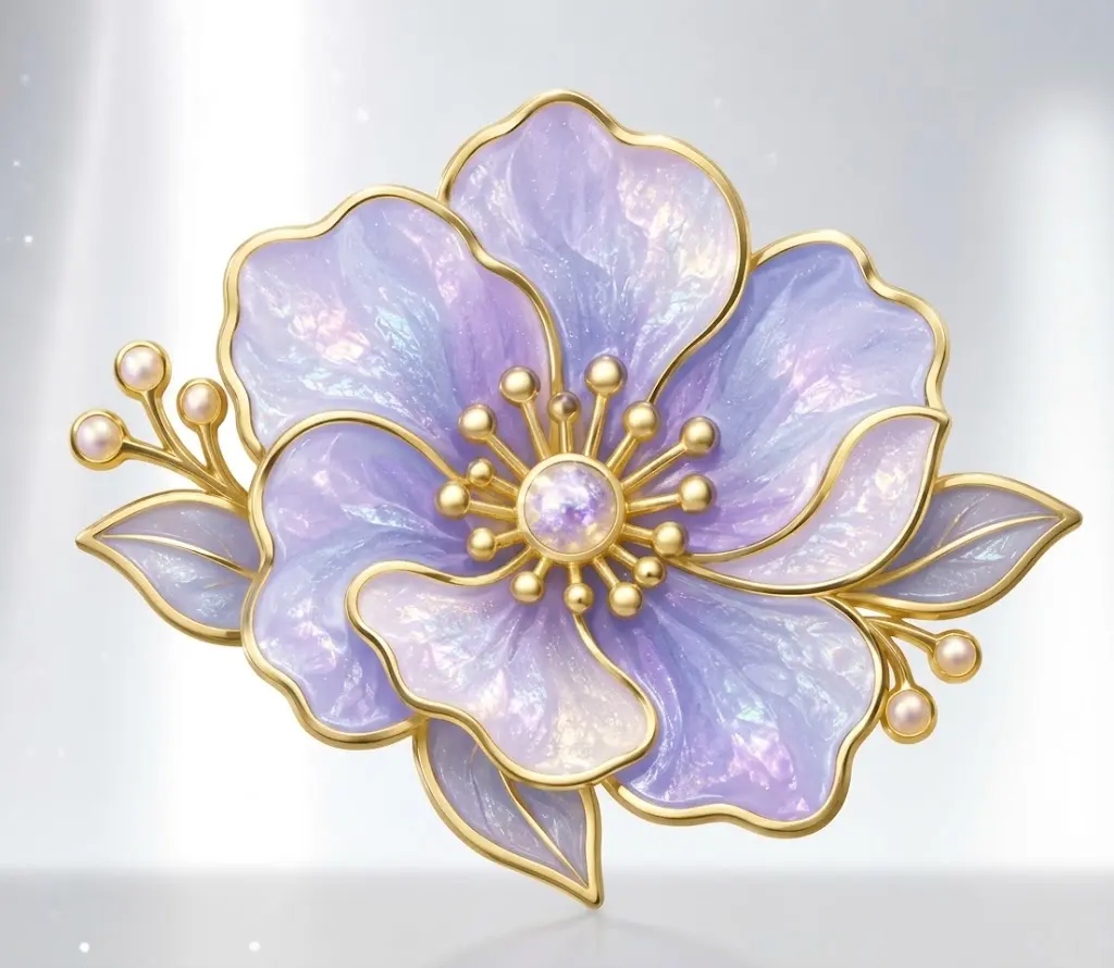 Pearlescent Wedding Flower Pin With Soft Shimmer Pearlescent Wedding Flower Pin With Soft Shimmer