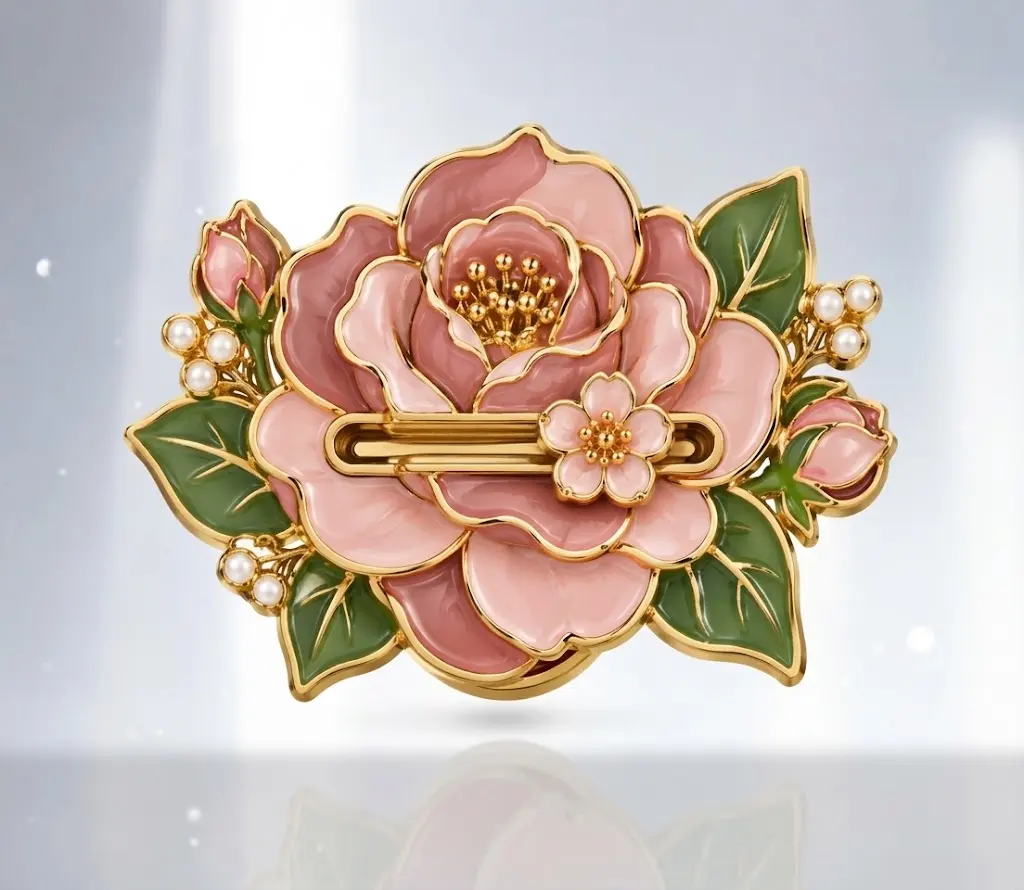 Wedding Floral Sliding Enamel Pin With Movable Design Wedding Floral Sliding Enamel Pin With Movable Design