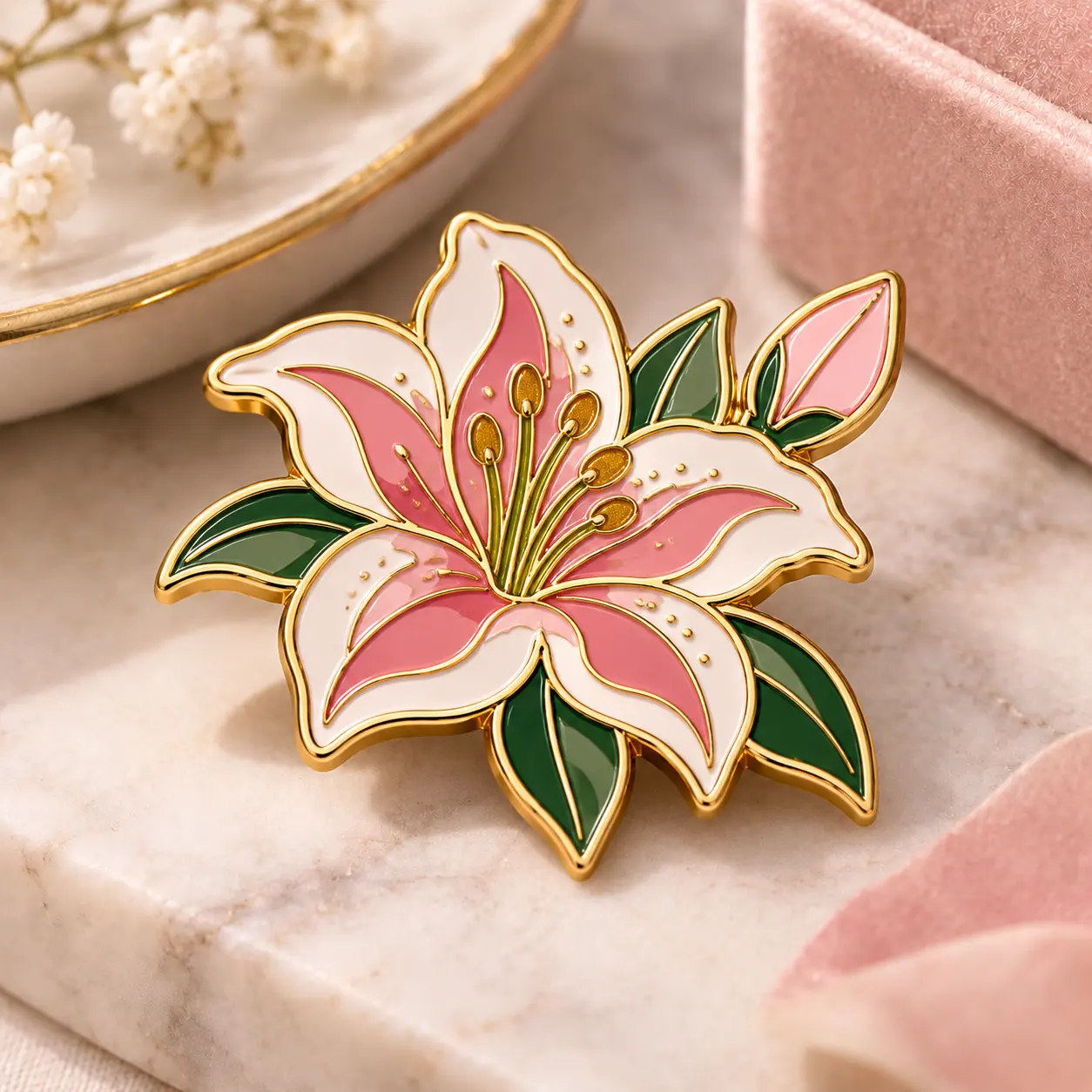 Soft Enamel Flower Pin With Raised Metal Outlines Soft Enamel Flower Pin With Raised Metal Outlines