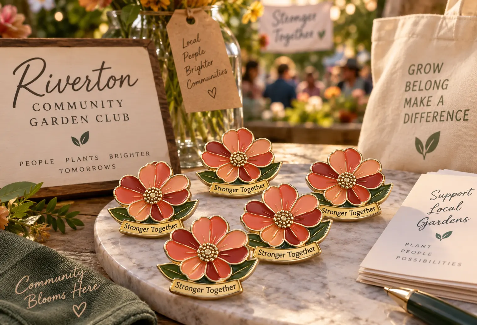 Custom Flower Pins for Clubs Fundraisers and Community Events Custom Flower Pins for Clubs Fundraisers and Community Events