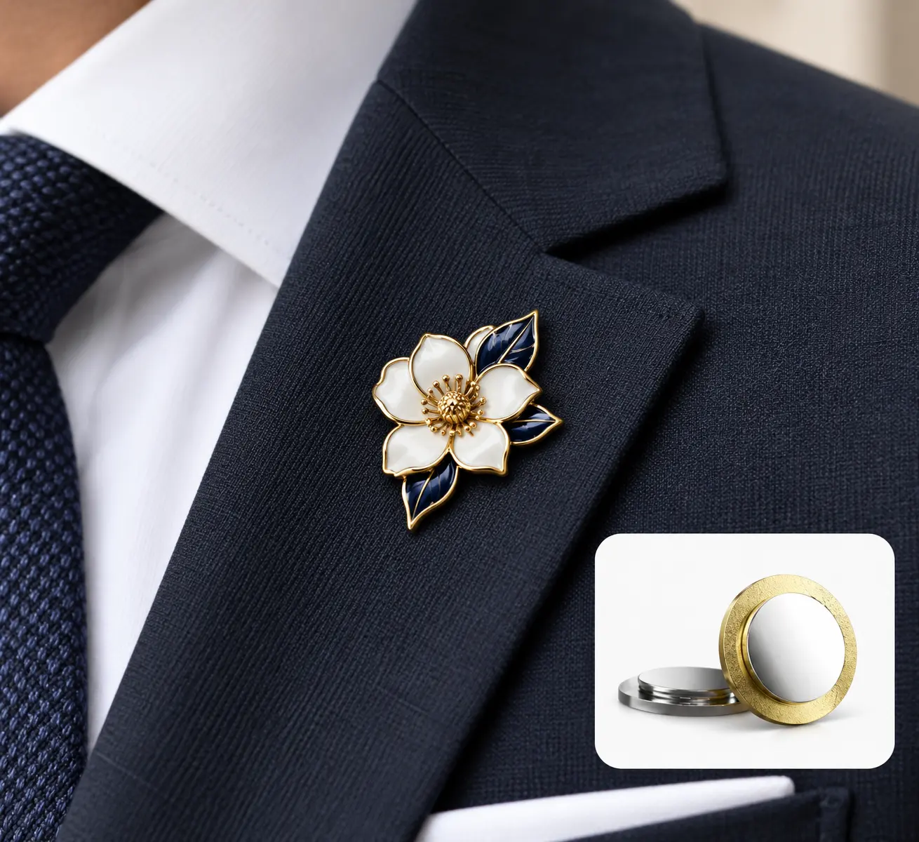 Custom Flower Lapel Pin With Magnetic Backing Custom Flower Lapel Pin With Magnetic Backing
