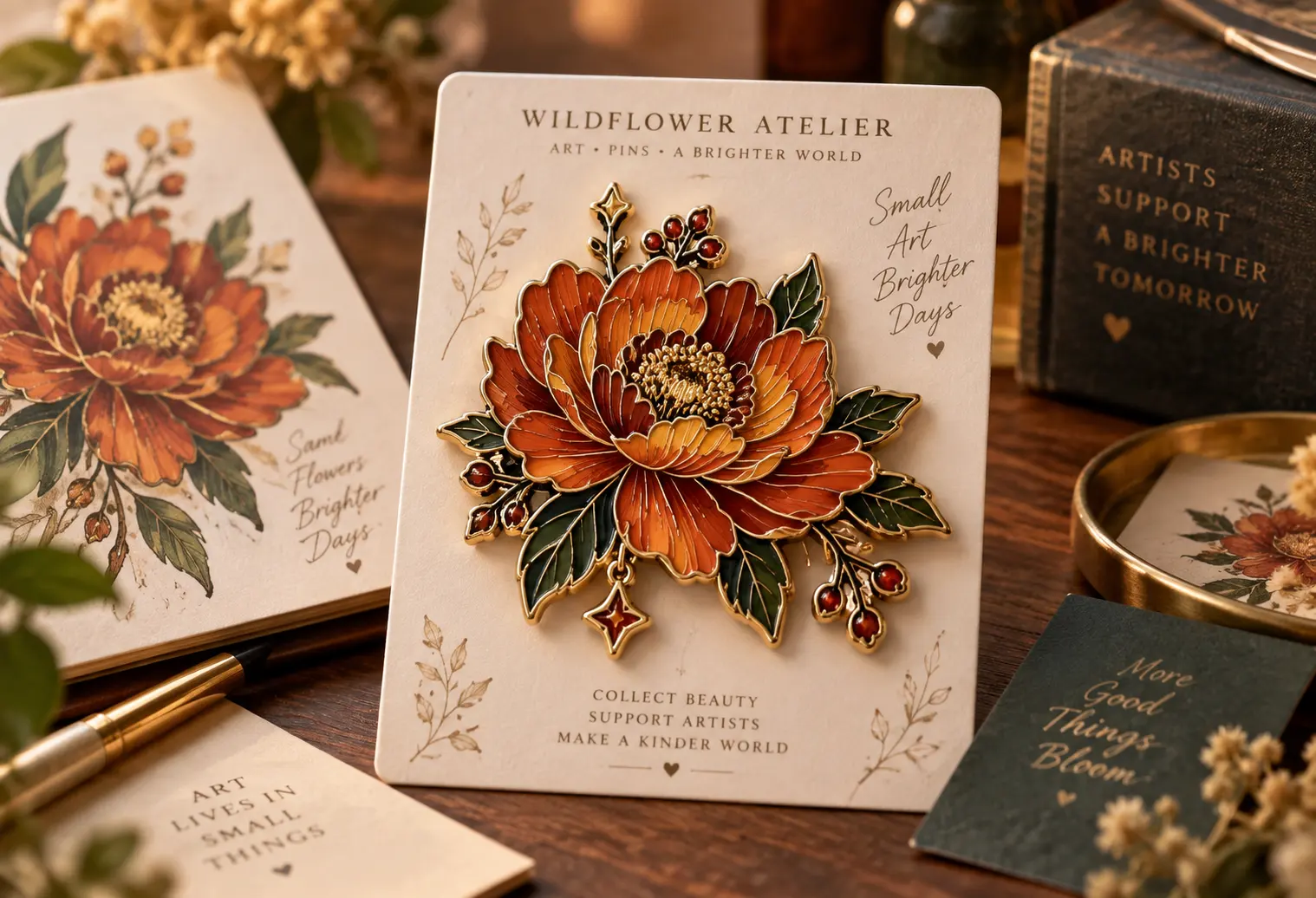 Artist Flower Enamel Pins for Merchandise and Collectors Artist Flower Enamel Pins for Merchandise and Collectors