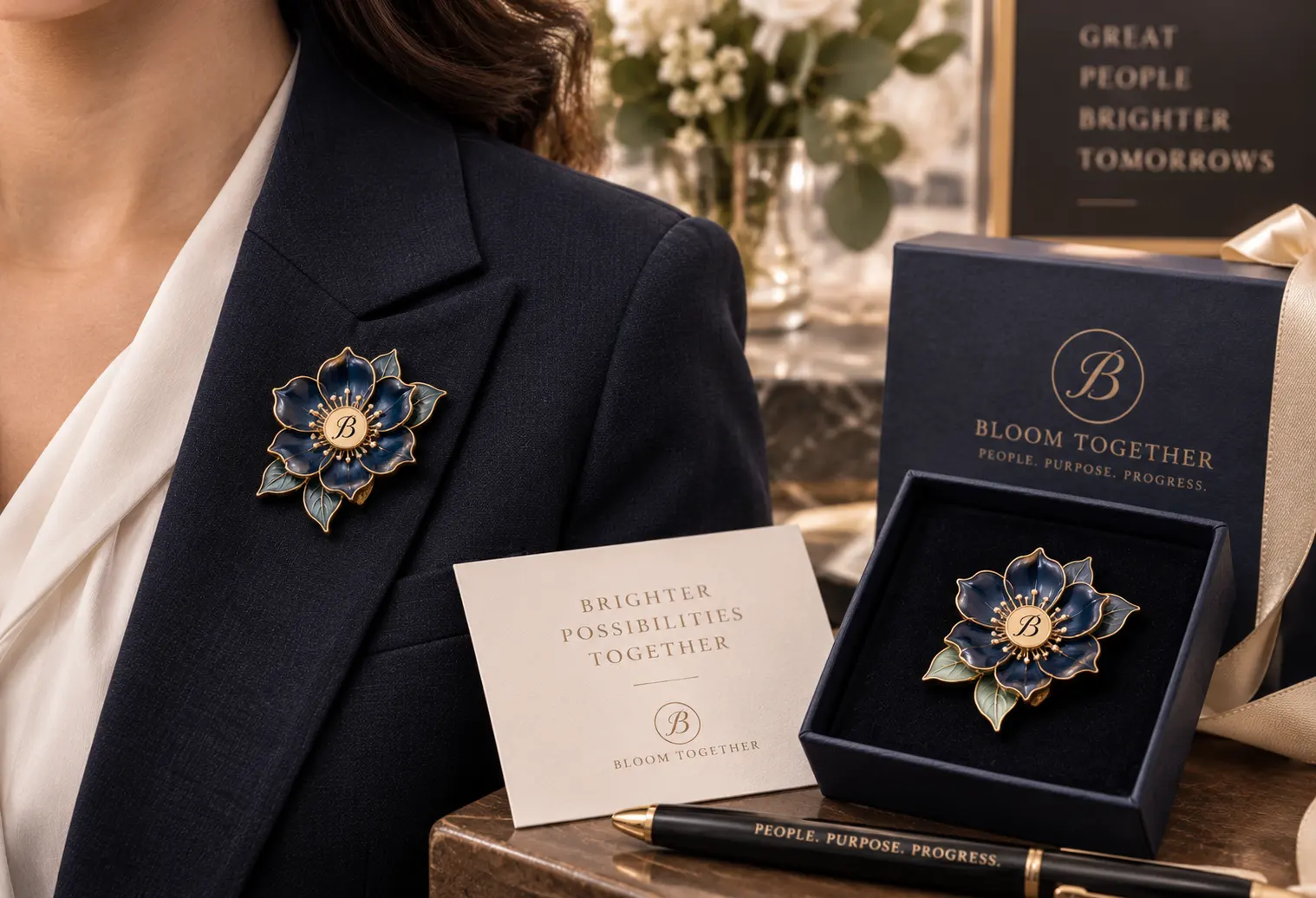 Branded Custom Flower Pins for Businesses and Corporate Gifts Branded Custom Flower Pins for Businesses and Corporate Gifts