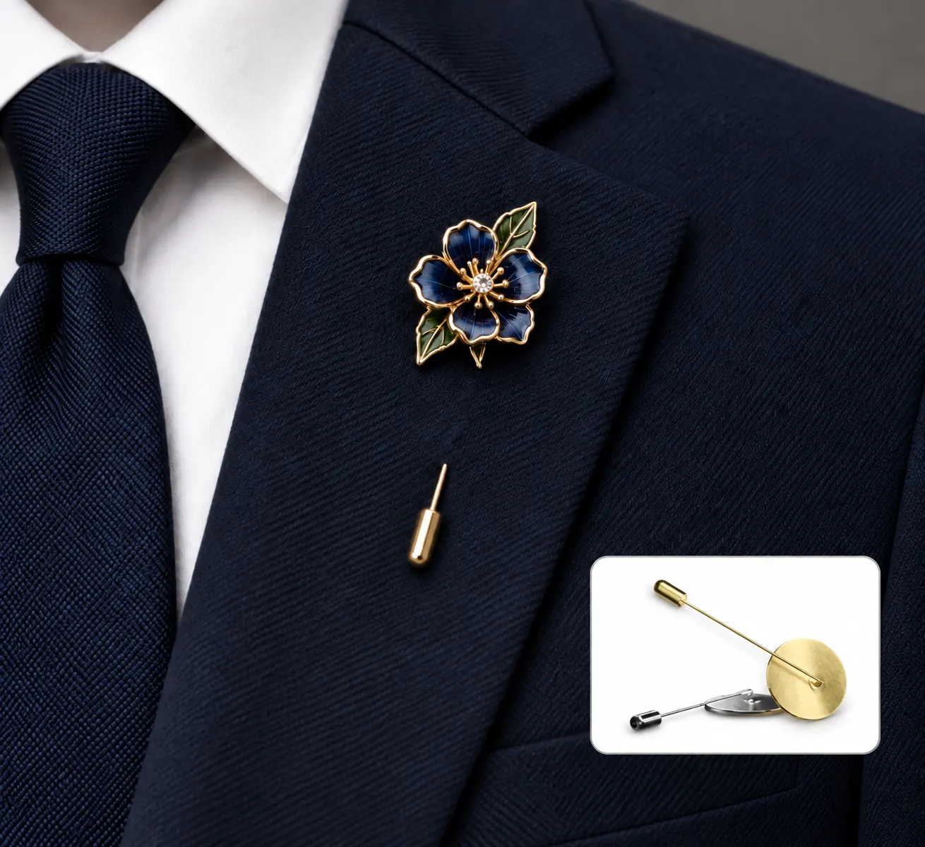 Flower Lapel Pin With Brooch Pin Backing for Suits Flower Lapel Pin With Brooch Pin Backing for Suits