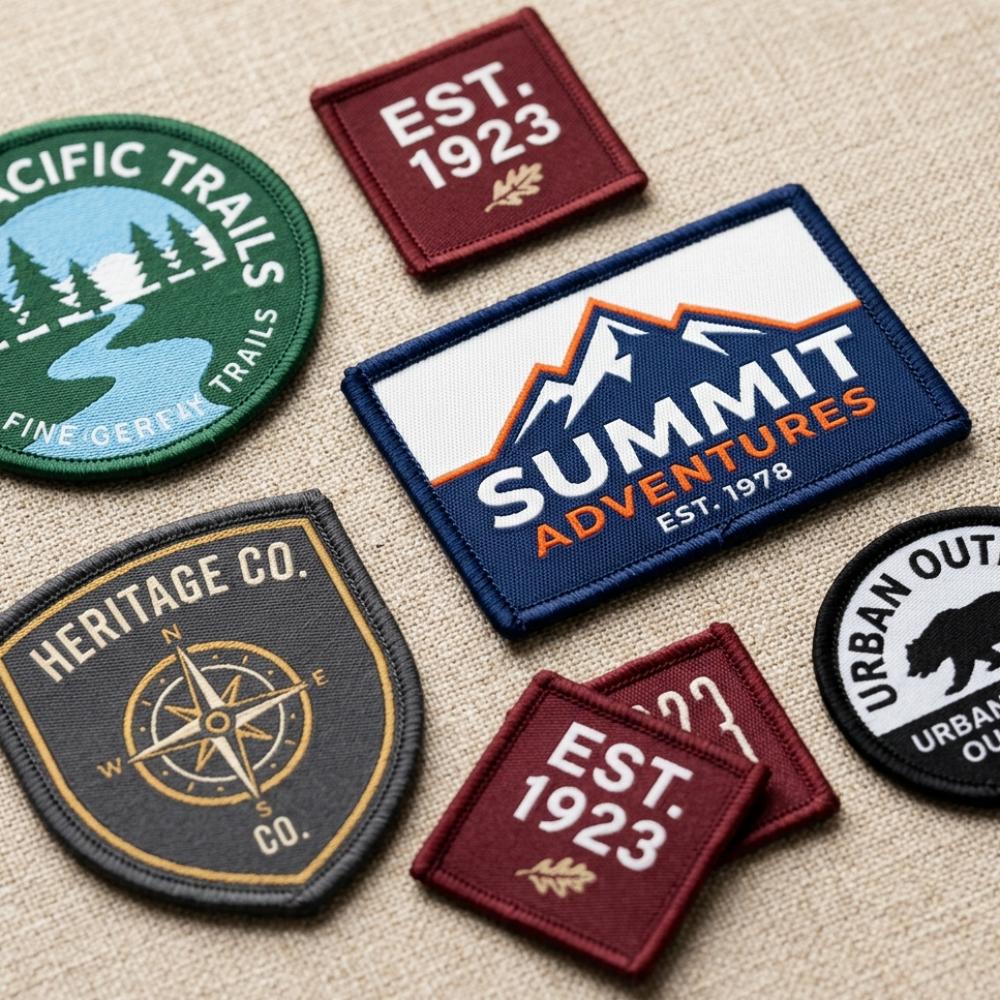 Personalized woven patches with merrowed edge border