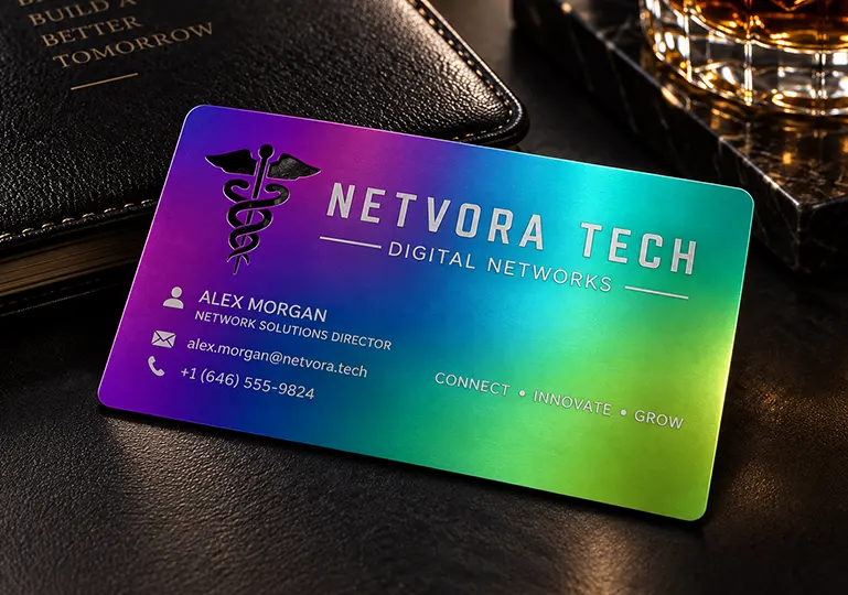 Standard Iridescent Metal Business Cards
