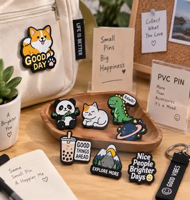 custom PVC pins with colorful designs for bags and accessories