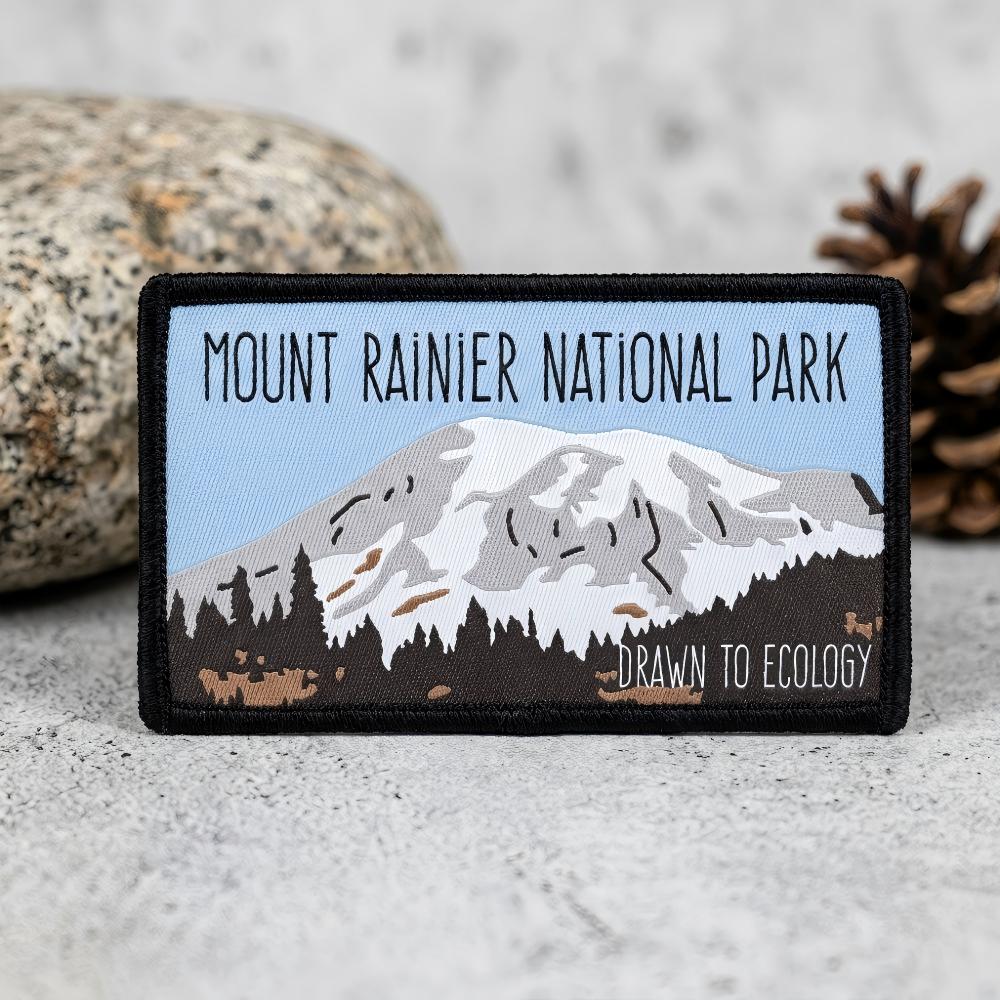 Custom woven patch with merrowed edge and small lettering