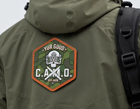 Custom PVC Patch Custom PVC patch size guide for back placement on clothing